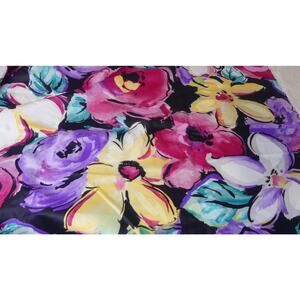 Vtg Cranston Schwartz Liebman Fabric 2.5yds Large Bold Floral Tropical 80's